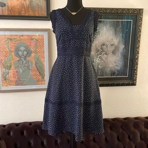 Antonio Melani Navy Blue Lace and Polka Dot Dress